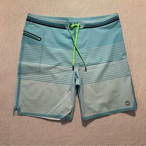 Vineyard Vines Aqua Swim Shorts with Neon Green Accents New Without Tags